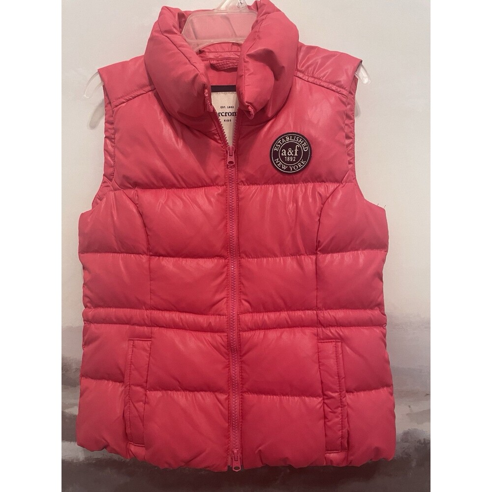 Abercrombie & Fitch Kids Girls XL 10 12 14 Pink Vest Jacket Y2K Preppy Puffer